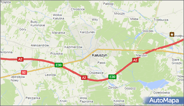 mapa Kałuszyn powiat miński, Kałuszyn powiat miński na mapie Targeo
