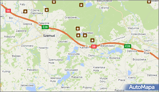 mapa Kamień gmina Szemud, Kamień gmina Szemud na mapie Targeo