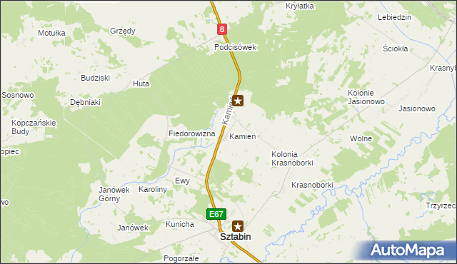 mapa Kamień gmina Sztabin, Kamień gmina Sztabin na mapie Targeo