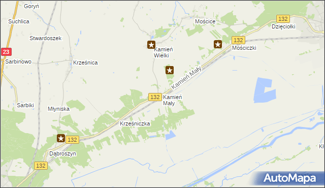 mapa Kamień Mały gmina Witnica, Kamień Mały gmina Witnica na mapie Targeo