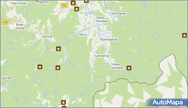 mapa Kamienica gmina Stronie Śląskie, Kamienica gmina Stronie Śląskie na mapie Targeo