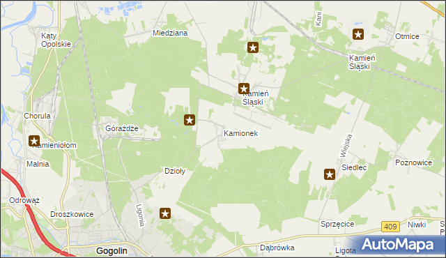 mapa Kamionek gmina Gogolin, Kamionek gmina Gogolin na mapie Targeo