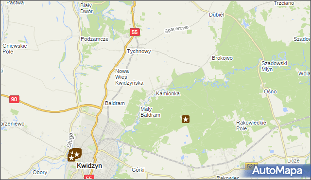 mapa Kamionka gmina Kwidzyn, Kamionka gmina Kwidzyn na mapie Targeo