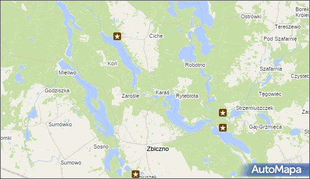 mapa Karaś gmina Zbiczno, Karaś gmina Zbiczno na mapie Targeo