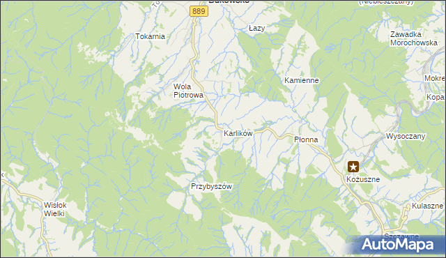 mapa Karlików gmina Bukowsko, Karlików gmina Bukowsko na mapie Targeo