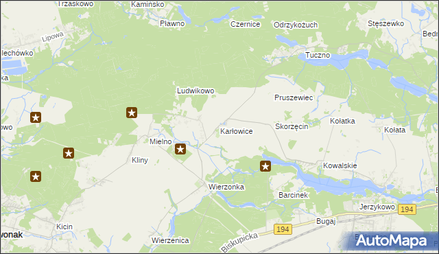 mapa Karłowice gmina Swarzędz, Karłowice gmina Swarzędz na mapie Targeo