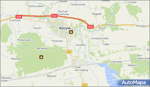 mapa Karolewo gmina Wyrzysk, Karolewo gmina Wyrzysk na mapie Targeo