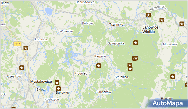 mapa Karpniki gmina Mysłakowice, Karpniki gmina Mysłakowice na mapie Targeo