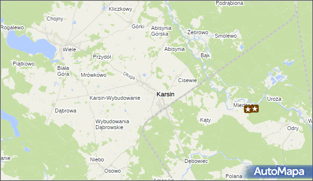 mapa Karsin powiat kościerski, Karsin powiat kościerski na mapie Targeo