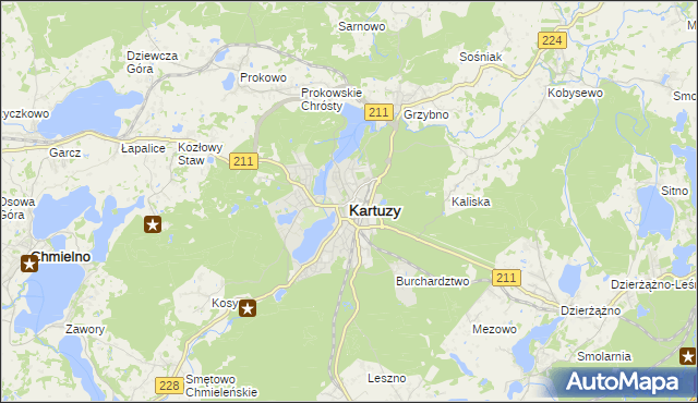 mapa Kartuzy, Kartuzy na mapie Targeo