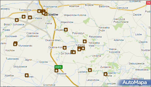 mapa Karwów gmina Opatów, Karwów gmina Opatów na mapie Targeo