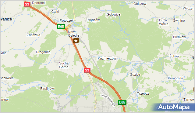 mapa Kaźmierzów, Kaźmierzów na mapie Targeo