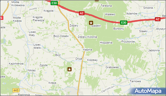 mapa Kępina gmina Tuliszków, Kępina gmina Tuliszków na mapie Targeo