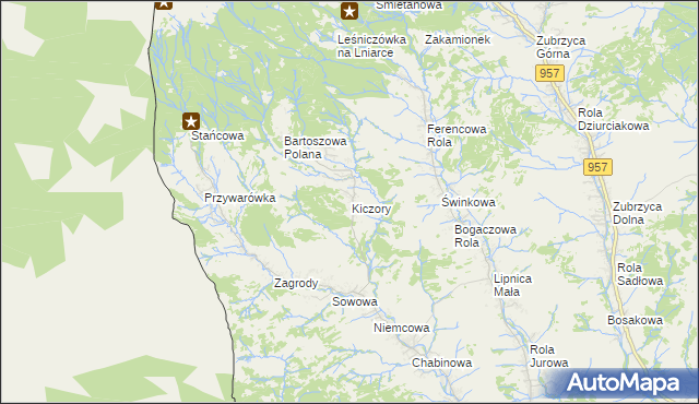 mapa Kiczory, Kiczory na mapie Targeo