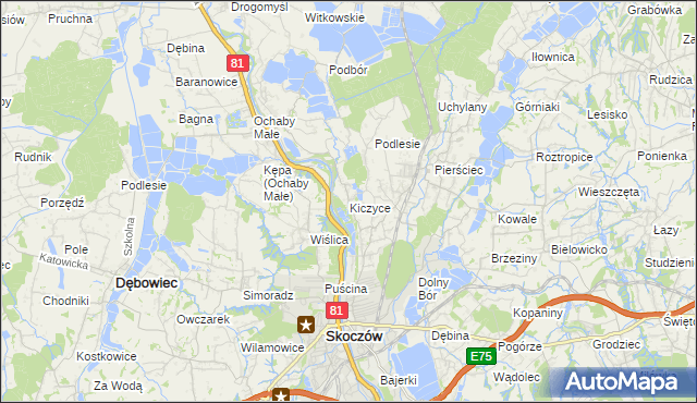 mapa Kiczyce, Kiczyce na mapie Targeo