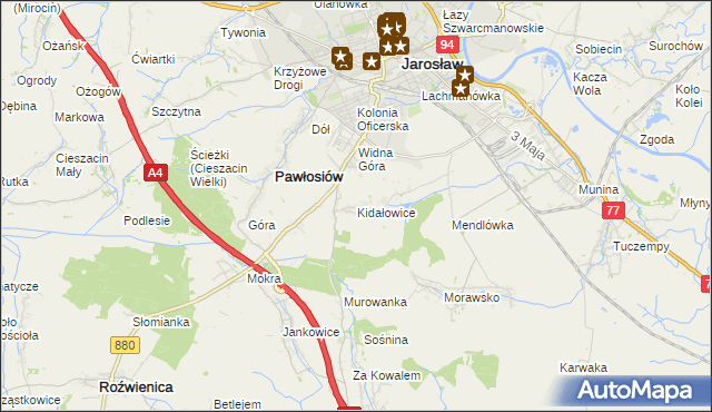 mapa Kidałowice, Kidałowice na mapie Targeo