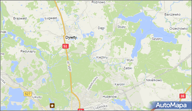 mapa Kieźliny, Kieźliny na mapie Targeo