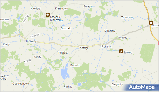 mapa Kiwity powiat lidzbarski, Kiwity powiat lidzbarski na mapie Targeo