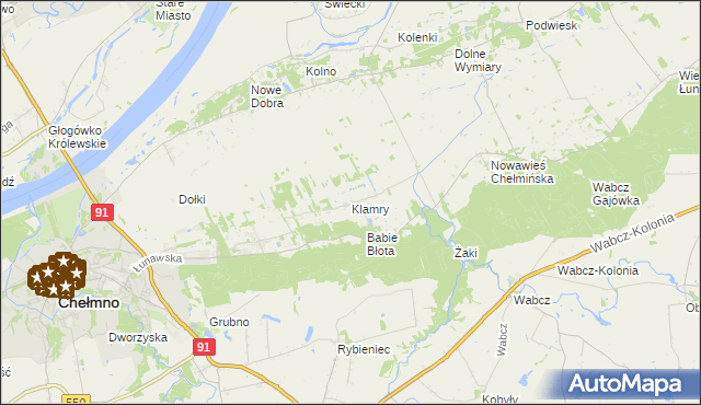 mapa Klamry, Klamry na mapie Targeo