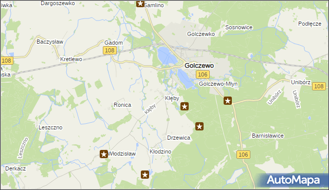 mapa Kłęby gmina Golczewo, Kłęby gmina Golczewo na mapie Targeo