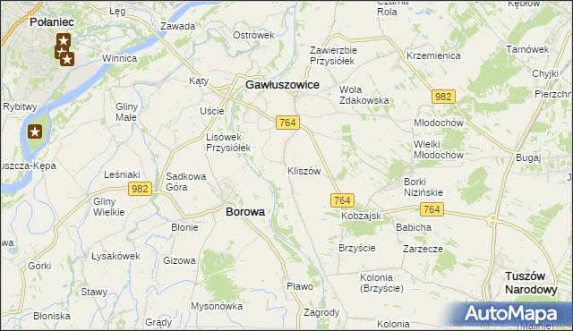 mapa Kliszów gmina Gawłuszowice, Kliszów gmina Gawłuszowice na mapie Targeo