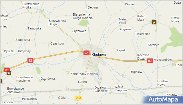 mapa Kłodawa powiat kolski, Kłodawa powiat kolski na mapie Targeo