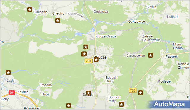 mapa Klucze powiat olkuski, Klucze powiat olkuski na mapie Targeo