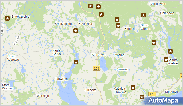 mapa Kluczewo gmina Czaplinek, Kluczewo gmina Czaplinek na mapie Targeo