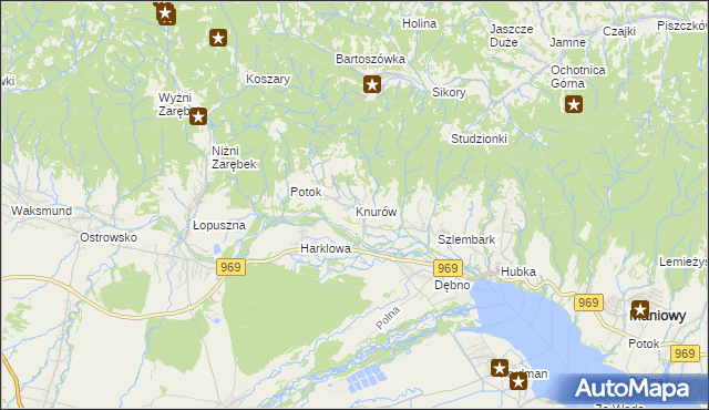 mapa Knurów gmina Nowy Targ, Knurów gmina Nowy Targ na mapie Targeo