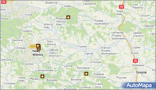 mapa Kobyle gmina Nowy Wiśnicz, Kobyle gmina Nowy Wiśnicz na mapie Targeo