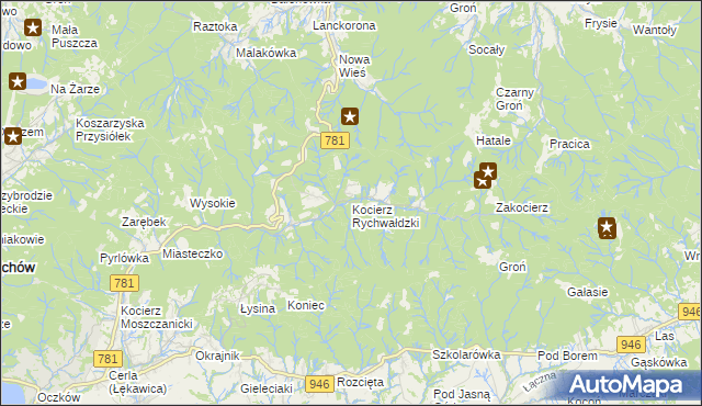 mapa Kocierz Rychwałdzki, Kocierz Rychwałdzki na mapie Targeo