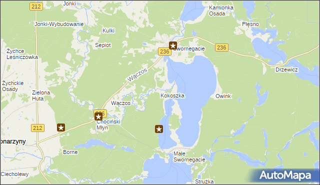 mapa Kokoszka gmina Chojnice, Kokoszka gmina Chojnice na mapie Targeo