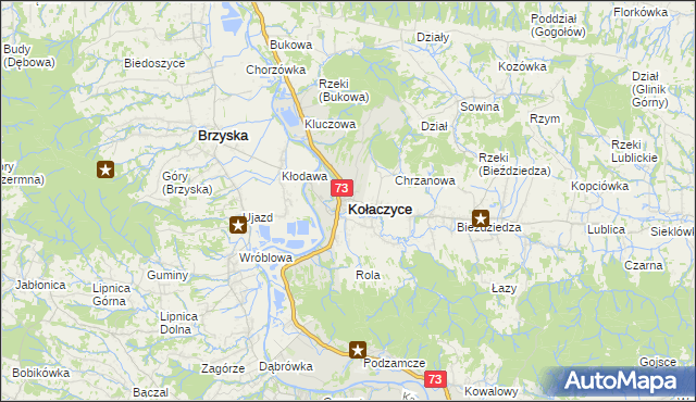 mapa Kołaczyce, Kołaczyce na mapie Targeo