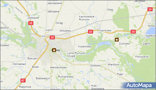 mapa Kolankowo gmina Lipno, Kolankowo gmina Lipno na mapie Targeo