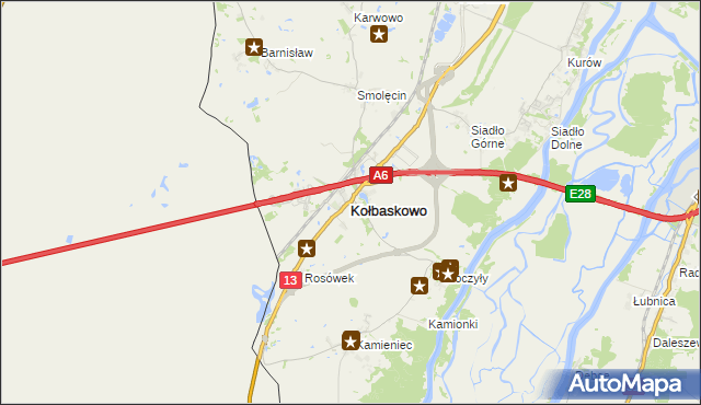 mapa Kołbaskowo, Kołbaskowo na mapie Targeo