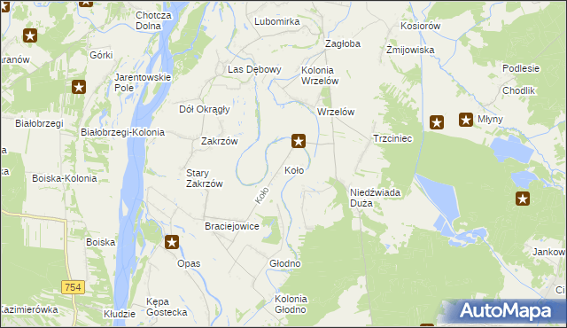 mapa Koło gmina Łaziska, Koło gmina Łaziska na mapie Targeo