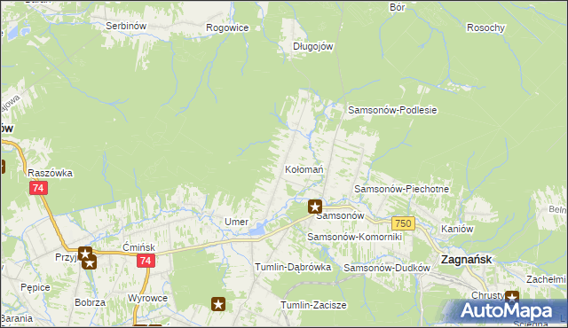 mapa Kołomań, Kołomań na mapie Targeo