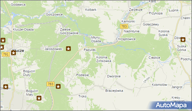 mapa Kolonia Zimkówka, Kolonia Zimkówka na mapie Targeo