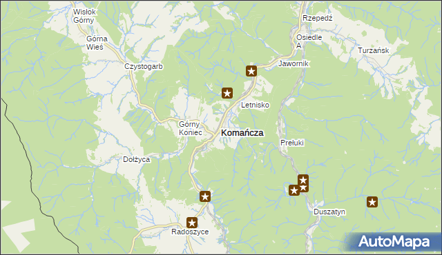 mapa Komańcza, Komańcza na mapie Targeo