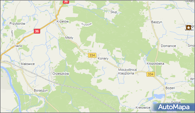 mapa Konary gmina Wińsko, Konary gmina Wińsko na mapie Targeo