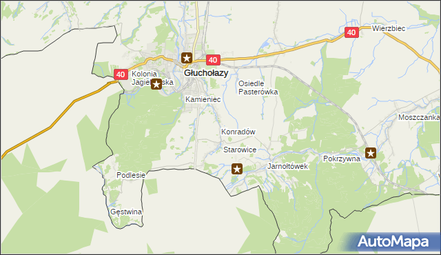 mapa Konradów gmina Głuchołazy, Konradów gmina Głuchołazy na mapie Targeo