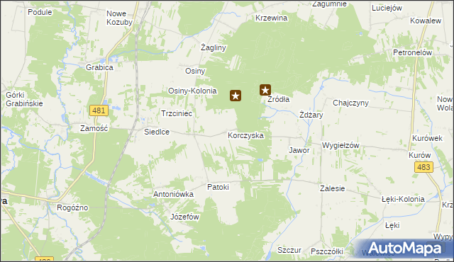 mapa Korczyska, Korczyska na mapie Targeo