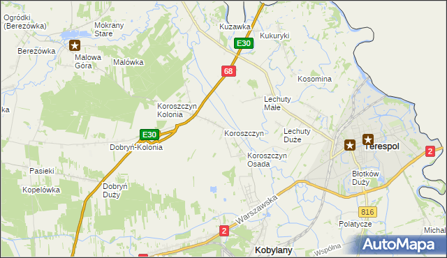 mapa Koroszczyn, Koroszczyn na mapie Targeo