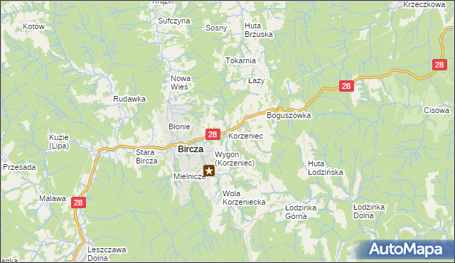 mapa Korzeniec, Korzeniec na mapie Targeo