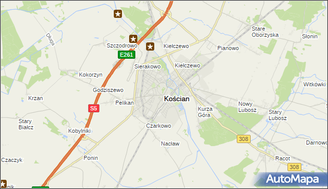mapa Kościan, Kościan na mapie Targeo