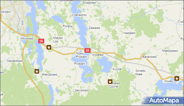 mapa Kosewo gmina Mrągowo, Kosewo gmina Mrągowo na mapie Targeo