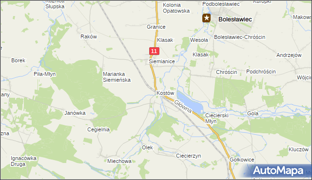 mapa Kostów, Kostów na mapie Targeo