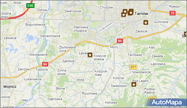 mapa Koszyce Wielkie, Koszyce Wielkie na mapie Targeo
