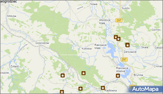 mapa Kotliska gmina Lwówek Śląski, Kotliska gmina Lwówek Śląski na mapie Targeo