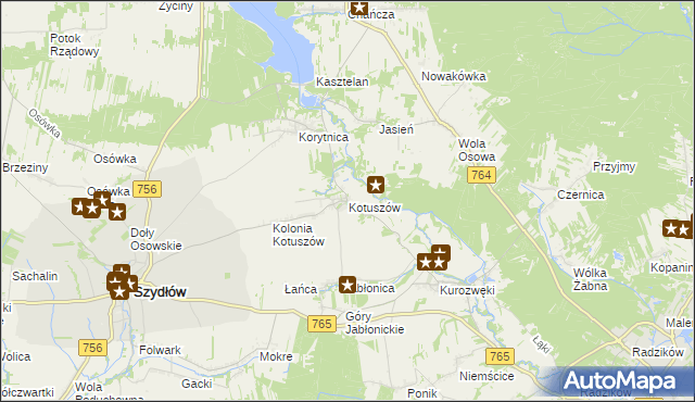 mapa Kotuszów gmina Szydłów, Kotuszów gmina Szydłów na mapie Targeo